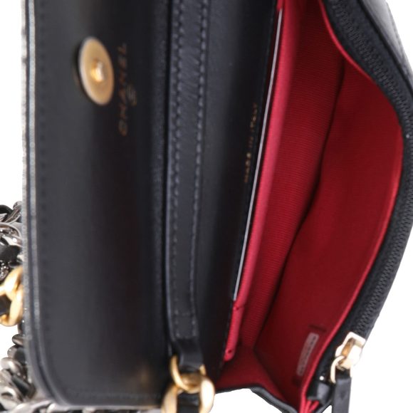 Chanel Black Quilted Lambskin Chanel 19 Mini Coin Purse With Chain - Picture 8 of 8